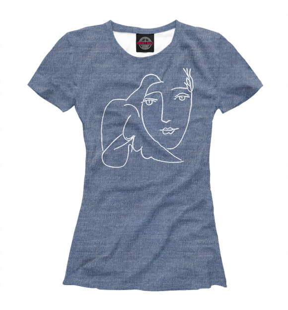 Женская футболка с изображением Лицо Мира Пабло Пикассо цвета Белый
