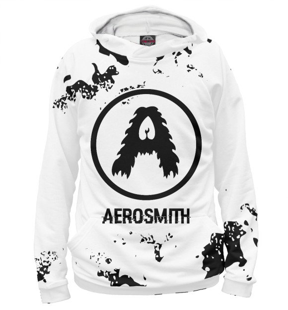 Худи для мальчика с изображением Aerosmith Glitch Light (разводы) цвета Белый