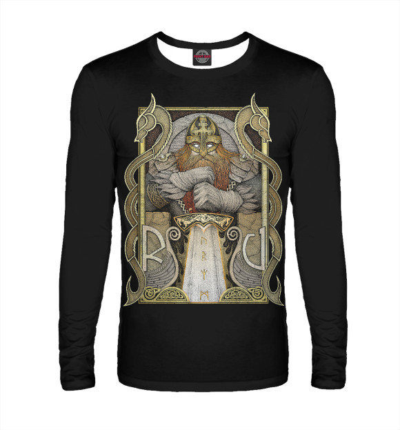 Мужской лонгслив с изображением Русский Богатырь цвета Белый