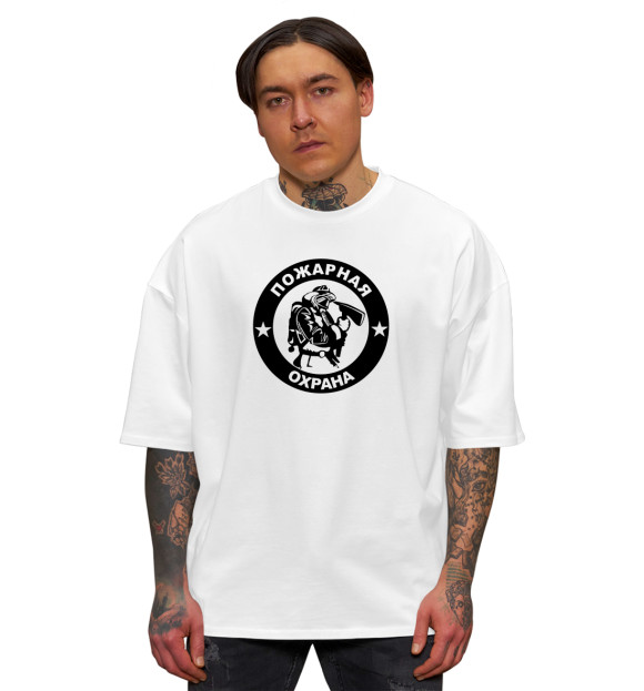 Мужская футболка оверсайз с изображением МЧС РОССИИ цвета Белый