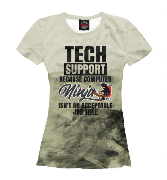 Футболка для девочек с изображением Tech Support Ninja цвета Белый