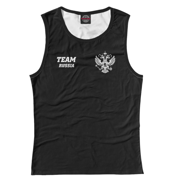 Женская майка с изображением Team RUSSIA (двусторонняя) цвета Белый