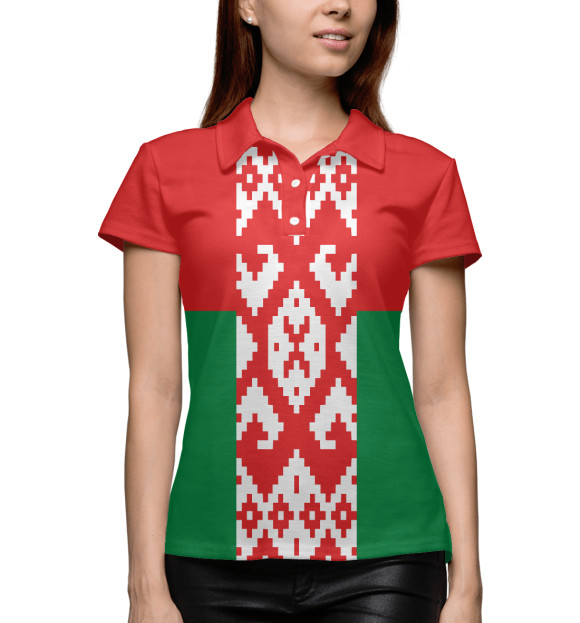 Женское поло с изображением Беларусь цвета Белый