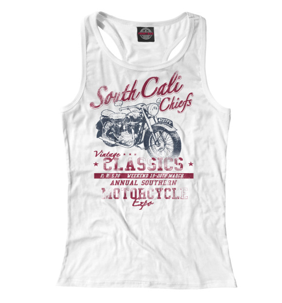 Женская майка-борцовка с изображением Vintage Moto цвета Белый