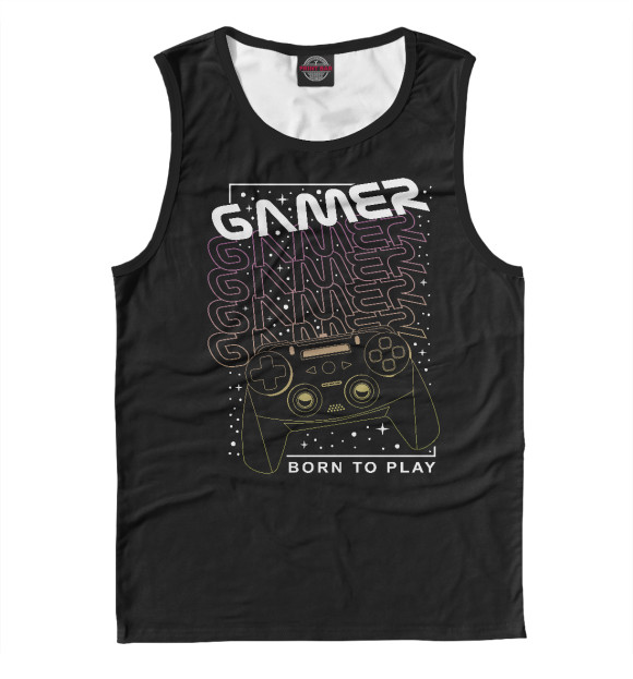 Мужская майка с изображением Gamer цвета Белый