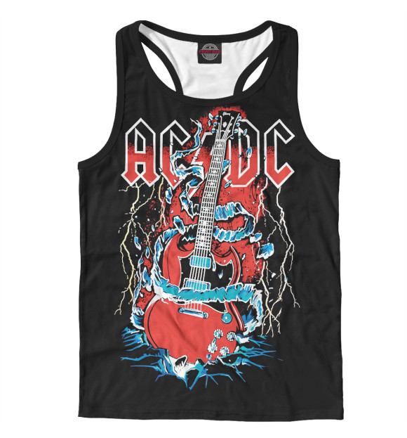 Мужская майка-борцовка с изображением AC/DC цвета Белый