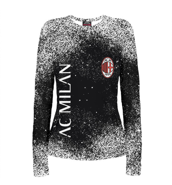 Женский лонгслив с изображением AC Milan - туман мелких красок цвета Белый