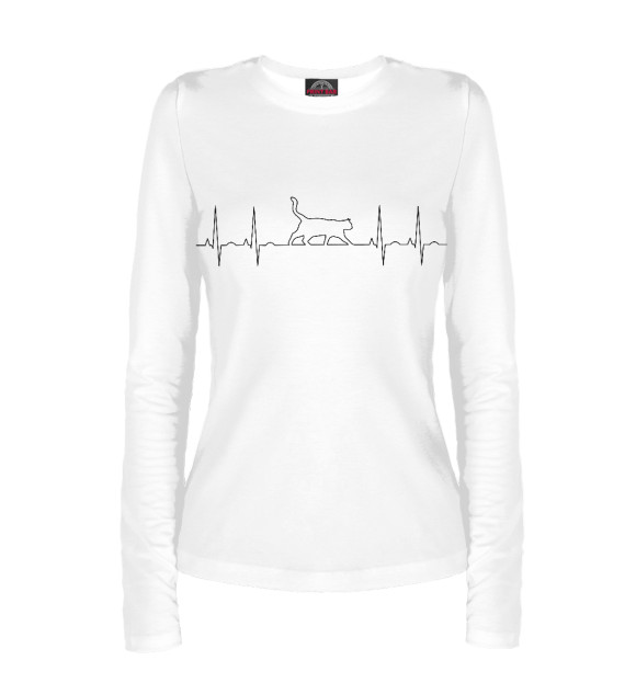 Женский лонгслив с изображением Кот цвета Белый