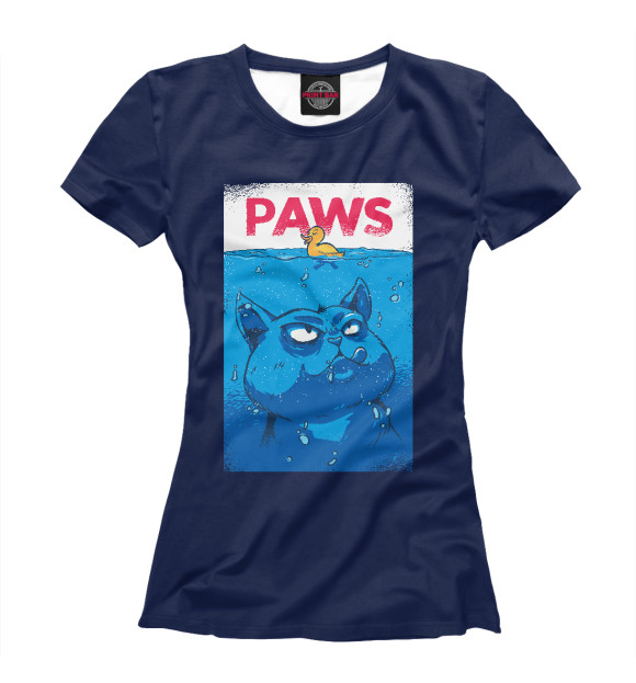 Женская футболка с изображением Paws лапки цвета Белый