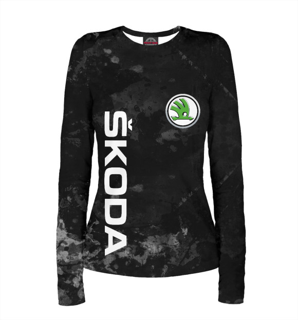 Женский лонгслив с изображением ШКОДА, SKODA цвета Белый