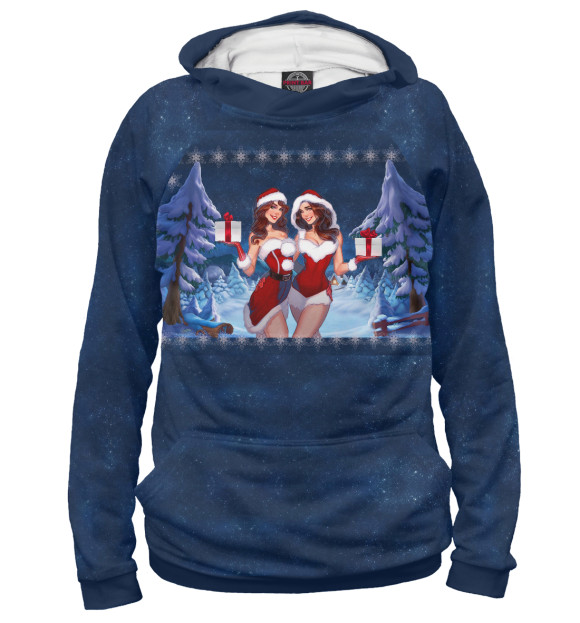 Мужское худи с изображением Santa Girls цвета Белый