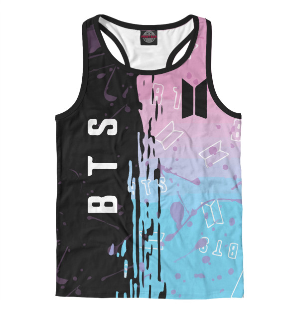 Мужская майка-борцовка с изображением BTS цвета Белый