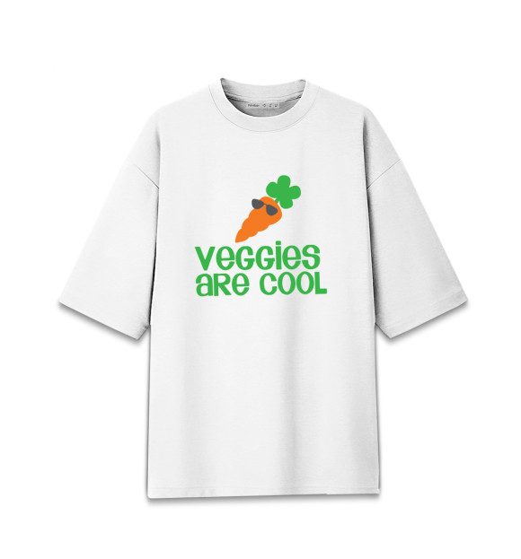 Мужская футболка оверсайз с изображением Veggies Are Cool цвета Белый