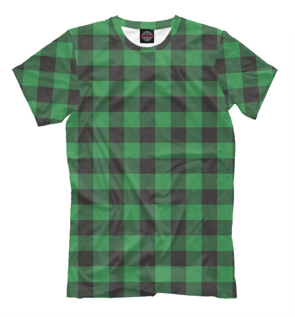 Мужская футболка с изображением Зеленая шотландка цвета Белый