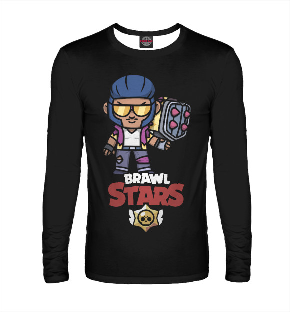 Мужской лонгслив с притом Brawl Stars Brock цвета Белый Мужской лонгслив с изображением Brawl Stars Brock цвета Белый