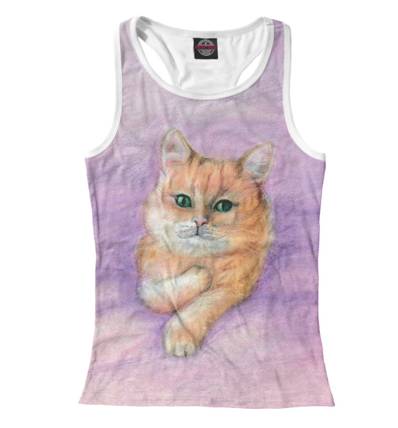 Женская майка-борцовка с изображением Котик туть цвета Белый