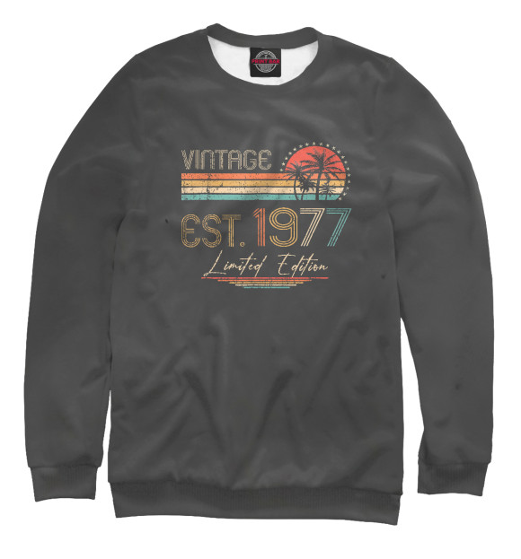 Свитшот для девочек с изображением Vintage est.1977 цвета Белый