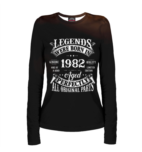Женский лонгслив с изображением Legends Born in 1982 цвета Белый