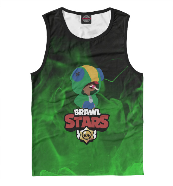 Майка для мальчика с изображением Brawl Stars:Leon цвета Белый