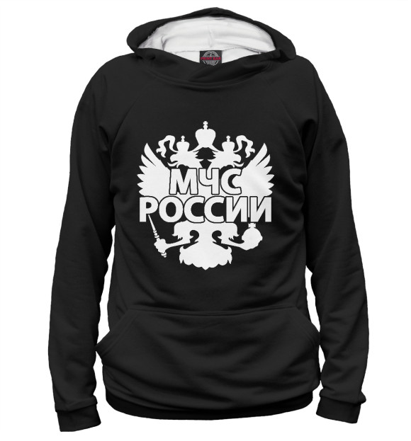 Женское худи с изображением МЧС России цвета Белый