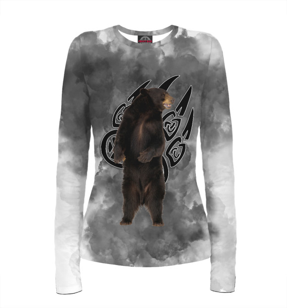 Женский лонгслив с притом Не буди лихо \ Велес цвета Белый Женский лонгслив с изображением Не буди лихо \ Велес цвета Белый