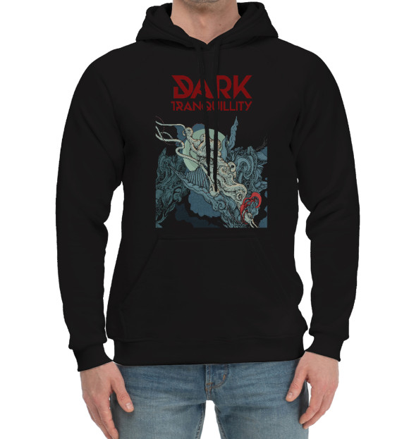 Мужской хлопковый худи с притом Dark tranquillity- цвета Черный Мужской хлопковый худи с изображением Dark tranquillity- цвета Черный