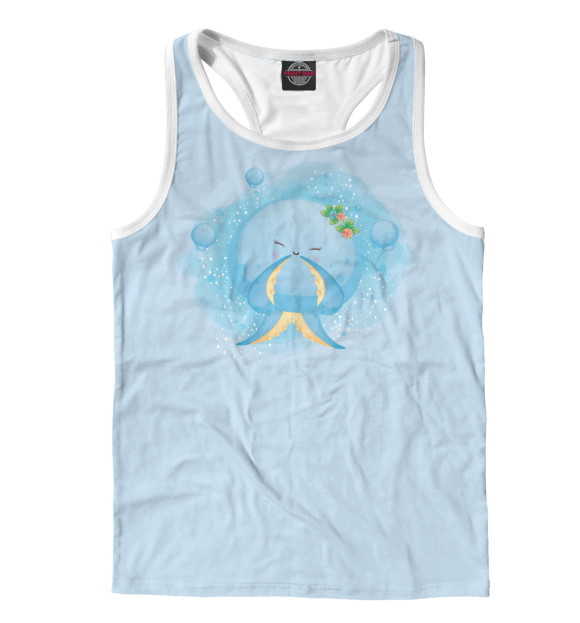 Мужская майка-борцовка с изображением Осьминог малыш цвета Белый