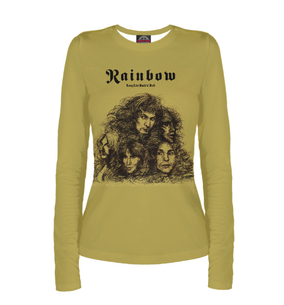 Женский лонгслив с притом Rainbow цвета Белый Женский лонгслив с изображением Rainbow цвета Белый