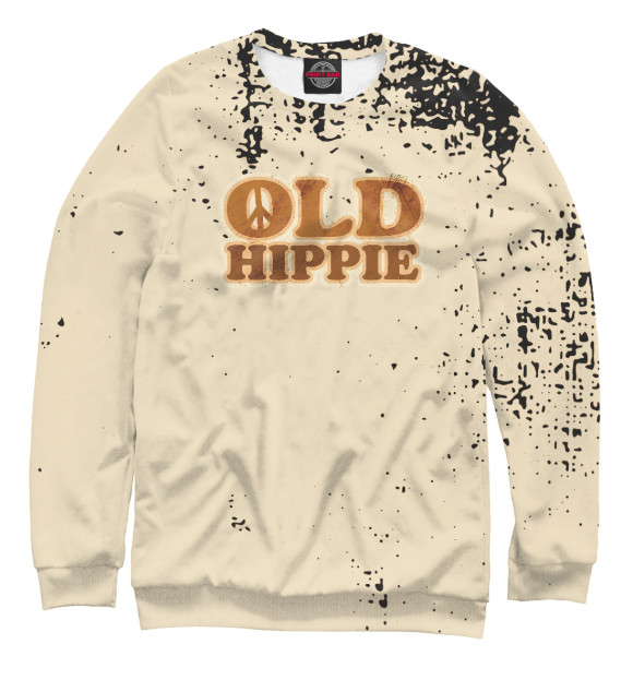 Свитшот для девочек с изображением Old Hippie Peace Sign цвета Белый