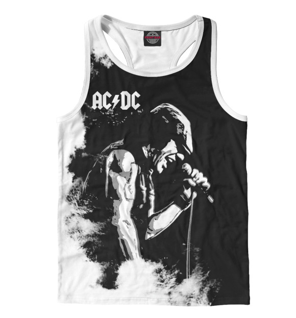 Мужская майка-борцовка с изображением AC/DC цвета Белый