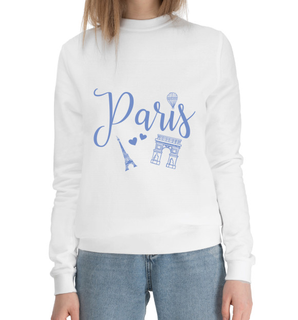 Женский хлопковый свитшот с изображением Love Paris цвета Белый