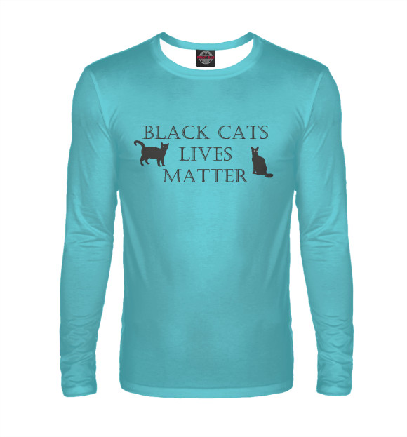 Мужской лонгслив с изображением Black cats lives matter цвета Белый