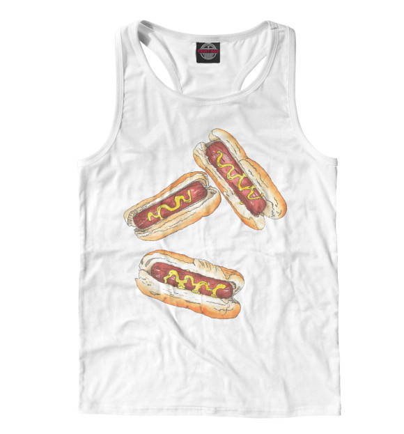 Мужская майка-борцовка с изображением Хот-доги цвета Белый