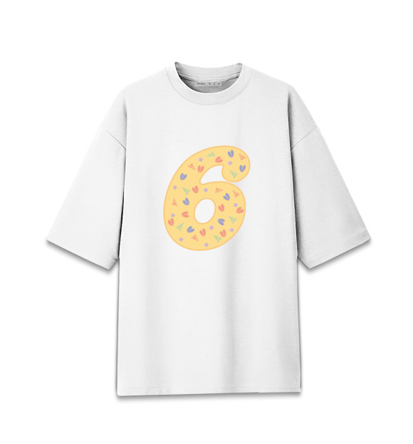 Женская футболка оверсайз с изображением Шесть лет цвета Белый