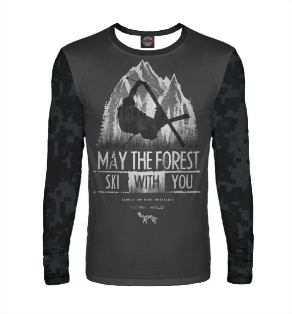 Мужской лонгслив с изображением Ski цвета Белый