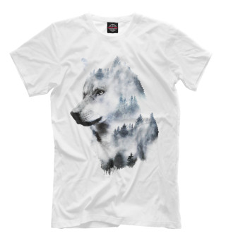Мужская футболка Волк - лес