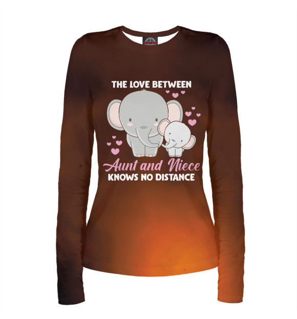 Женский лонгслив с изображением Aunt and Love Elephant цвета Белый