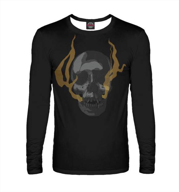 Мужской лонгслив с изображением Dark Skull цвета Белый