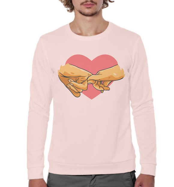 Мужской свитшот с изображением Сердце цвета Белый