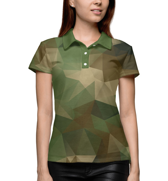 Женское поло с изображением Хаки цвета Белый