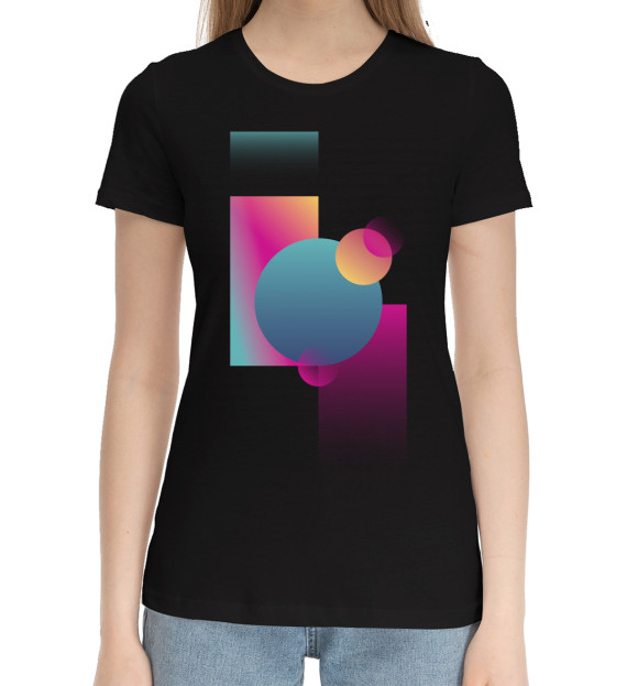 Женская хлопковая футболка с изображением Geometry цвета Черный