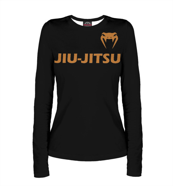 Женский лонгслив с изображением Jiu Jitsu Black/Gold цвета Белый