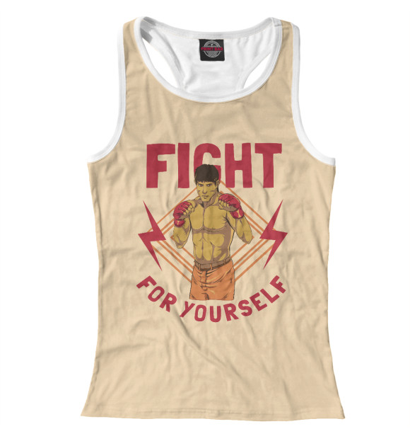 Женская майка-борцовка с изображением FIGHT цвета Белый