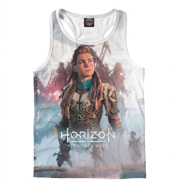Мужская майка-борцовка с изображением Horizon Zero Aloy цвета Белый