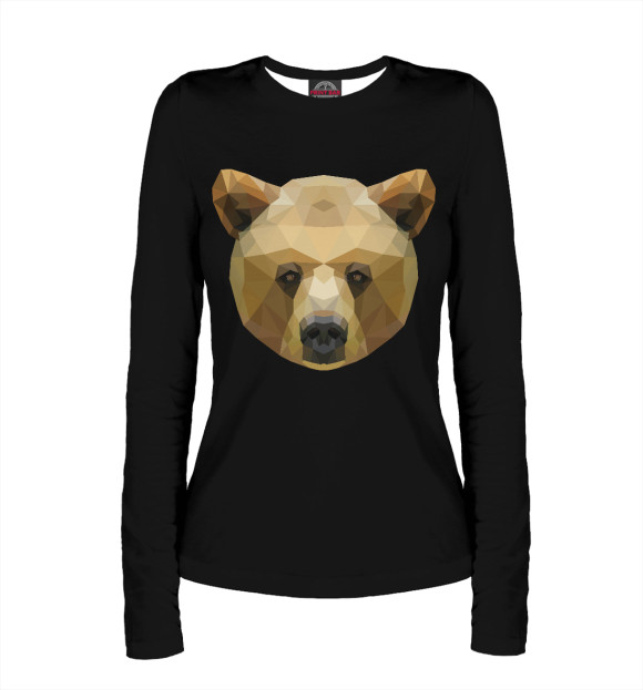 Женский лонгслив с изображением Медвежий многоугольник цвета Белый