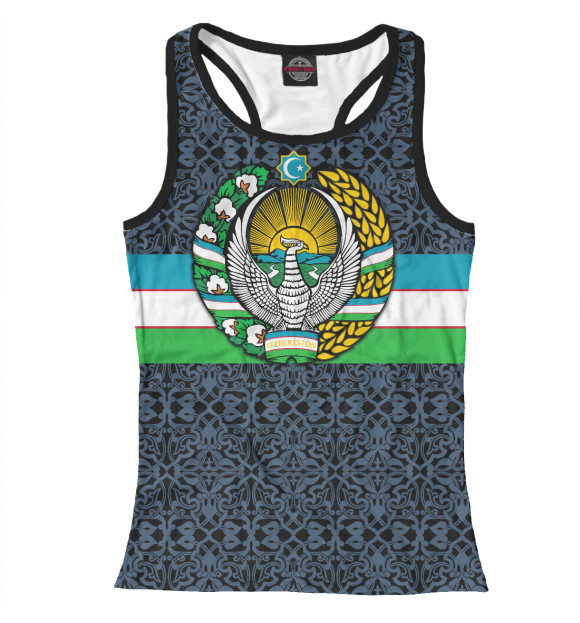 Женская майка-борцовка с изображением Узбекистан цвета Белый