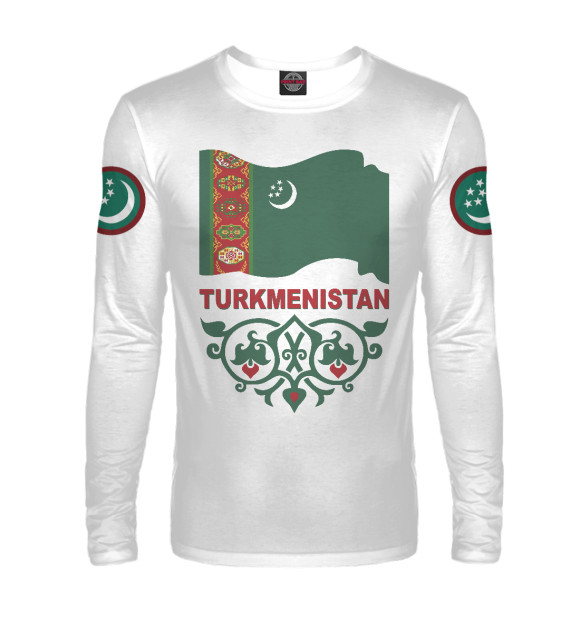 Мужской лонгслив с изображением Туркмения цвета Белый