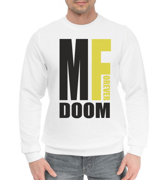 Мужской хлопковый свитшот с изображением MF Doom Forever цвета Белый