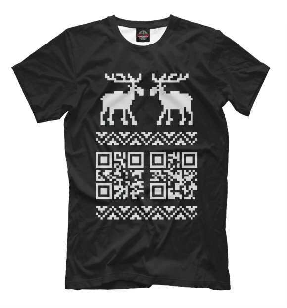 Футболка для мальчиков с изображением QR-Deer цвета Белый