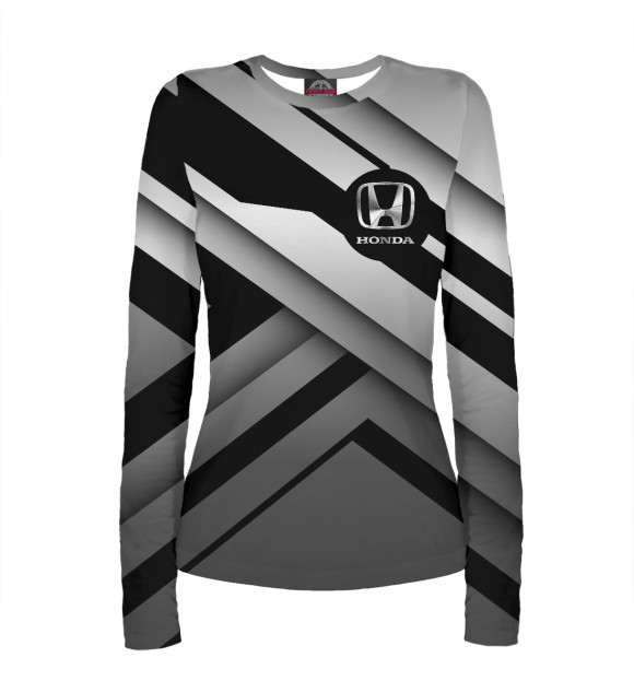 Женский лонгслив с изображением HONDA (Metal Style) цвета Белый